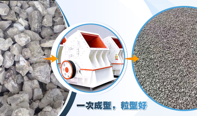 重錘式破碎機一次成型粒形好，若想更細，增加沖擊式制砂機