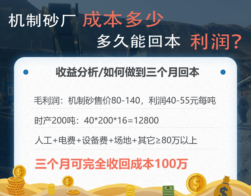 機制砂廠三個月回本，后期凈利潤