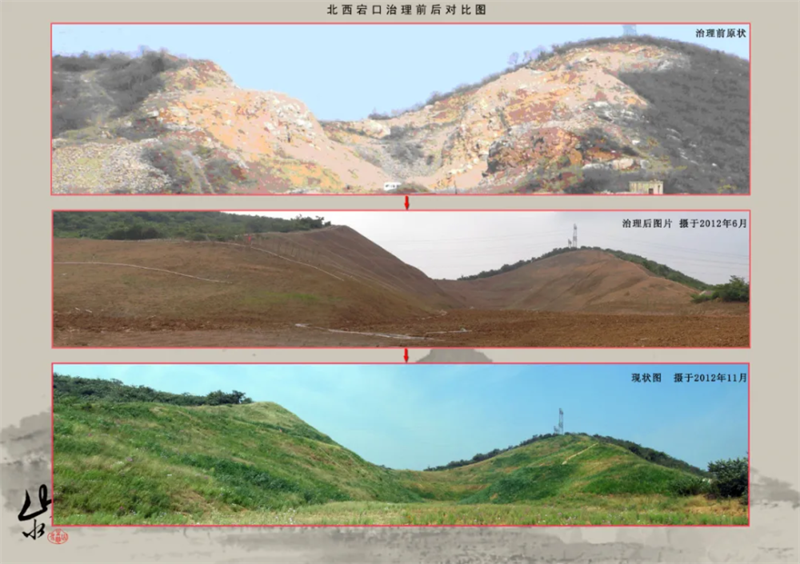 提倡發(fā)展環(huán)保，礦山復綠前后對比